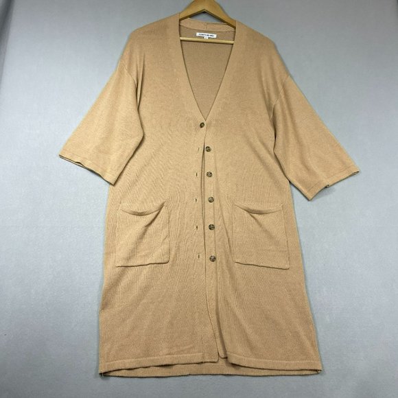 Elizabeth and James Sweaters - Elizabeth & James Long Duster Cardigan Womens M Camel Tan Button Kimono Sleeve